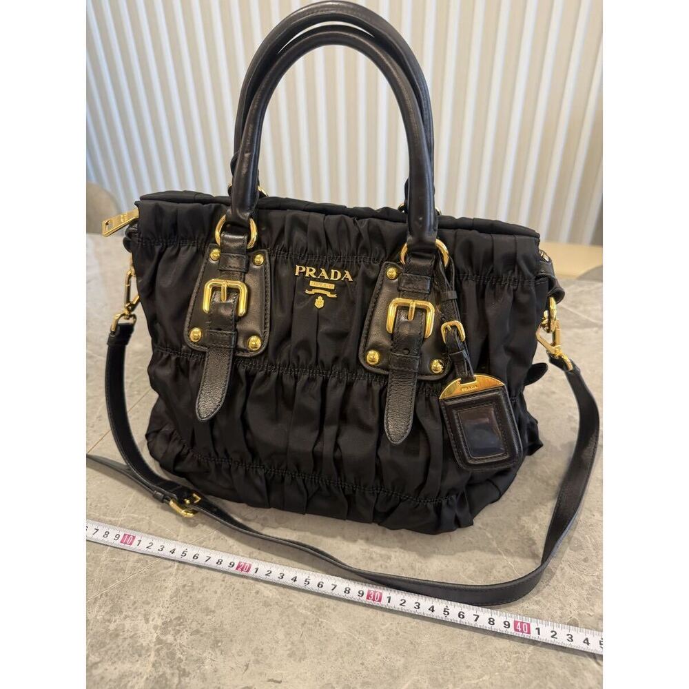 PRADA Nappa Gaufre Handbag Shoulder Bag Black